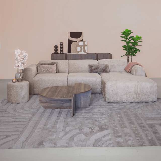 Banken-Hoekbank zand chenille stof - 272x170 cm - Shane - rechts-Dimehouse