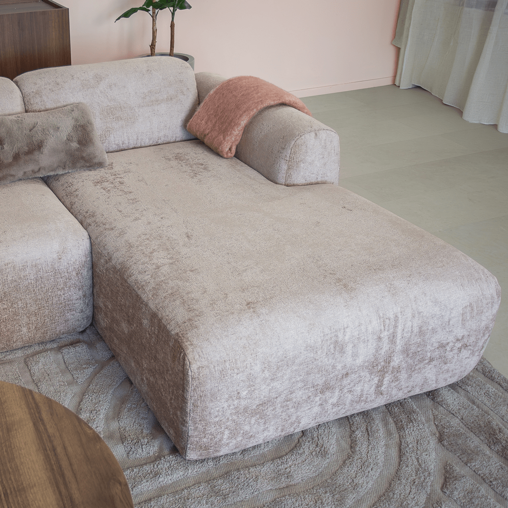 Banken-Hoekbank zand chenille stof - 272x170 cm - Shane - rechts-Dimehouse
