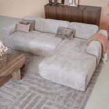 Banken-Hoekbank zand chenille stof - 272x170 cm - Shane - rechts-Dimehouse