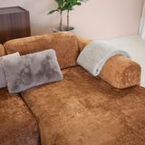 Hoekbank oker chenille stof - 292x170 cm - Shane - rechts