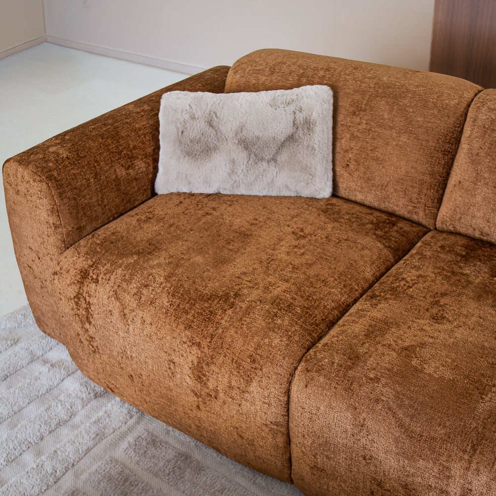 Hoekbank oker chenille stof - 292x170 cm - Shane - rechts