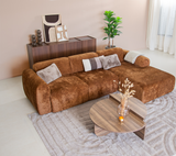 Hoekbank oker chenille stof - 292x170 cm - Shane - rechts