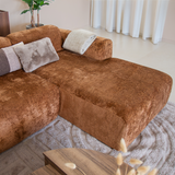 Hoekbank oker chenille stof - 292x170 cm - Shane - rechts