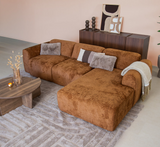 Hoekbank oker chenille stof - 292x170 cm - Shane - rechts
