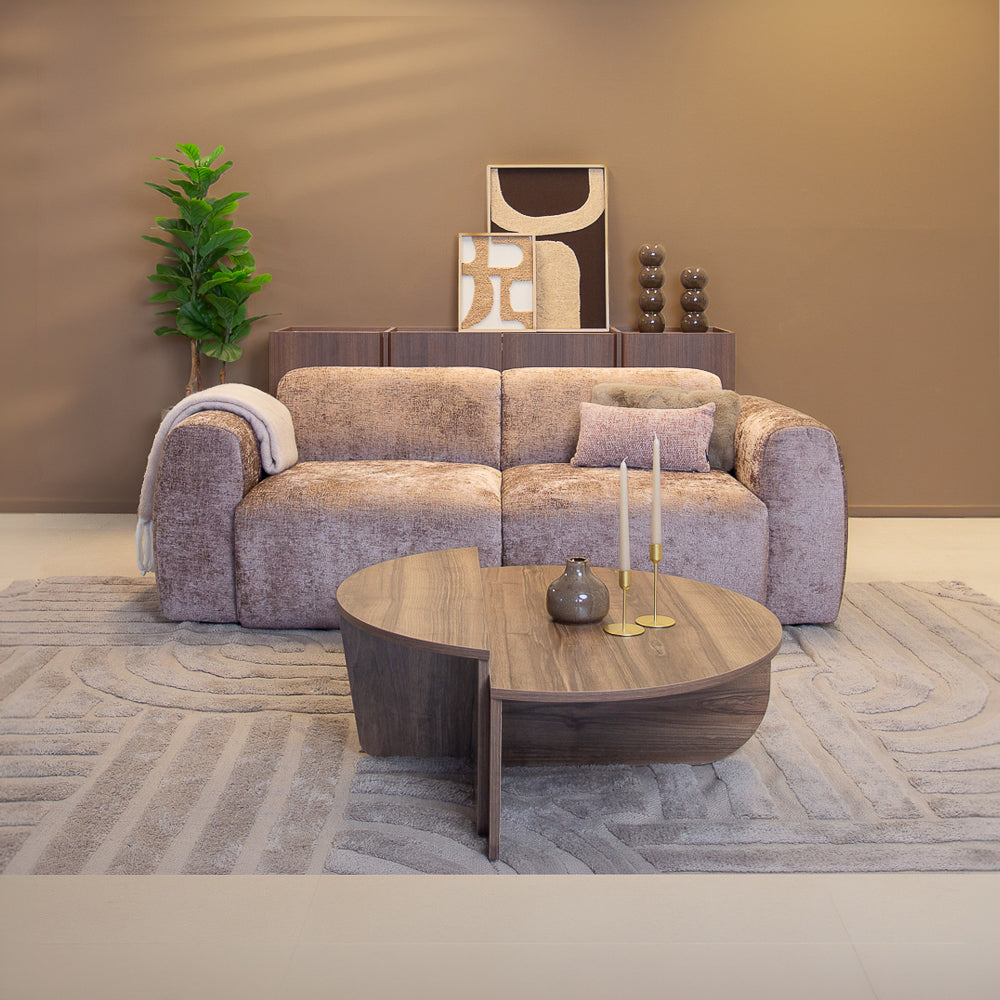 Canapé 2 places tissu chenille taupe - 195x85 cm - Shane