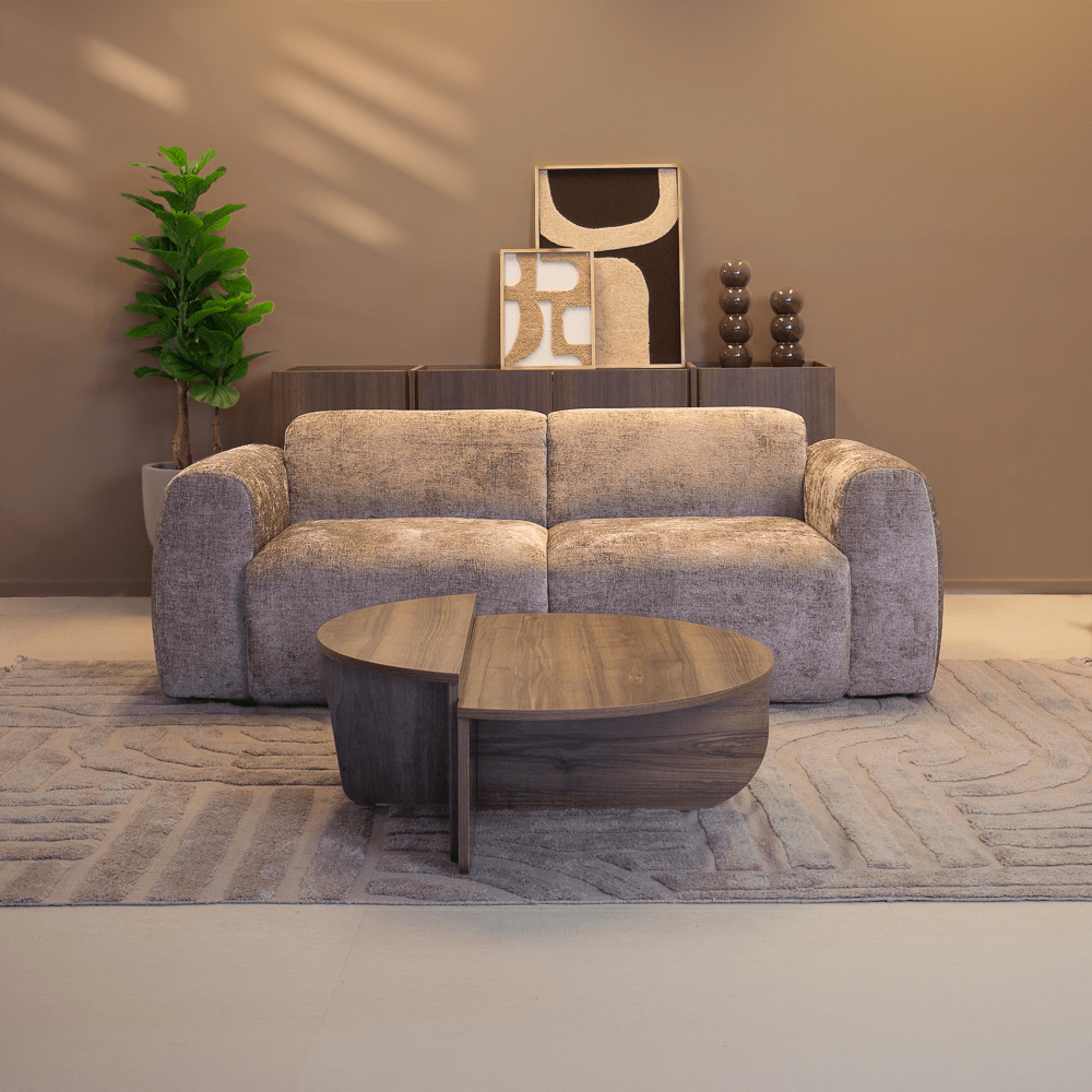 Banken-2-zits bank taupe chenille stof - 195x85 cm - Shane-Dimehouse