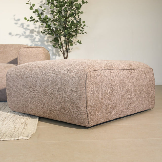 Hockers-Hocker taupe chenille bouclé - 98x88x43 cm - Jaylen-Dimehouse