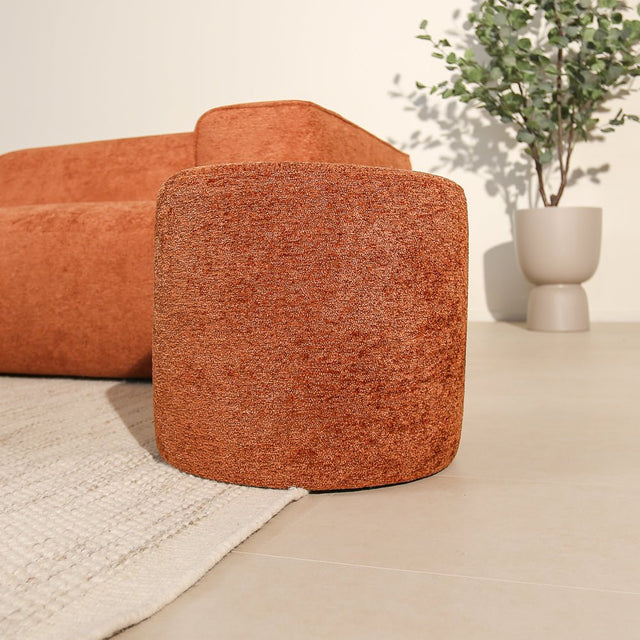 Poefs-Ronde poef koper chenille bouclé - 40x40x35 cm - Veya-Dimehouse