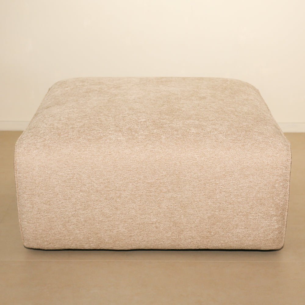 Hockers-Hocker beige chenille bouclé - 98x88x43 cm - Jaylen-Dimehouse