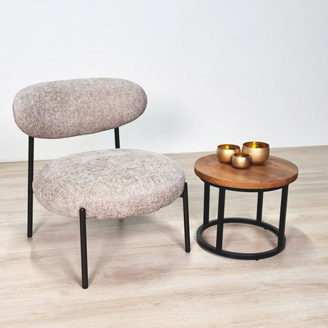 Fauteuil Nova Rond Zandkleurige Stof