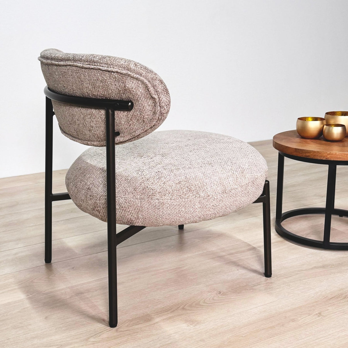 Fauteuil Nova Rond Zandkleurige Stof