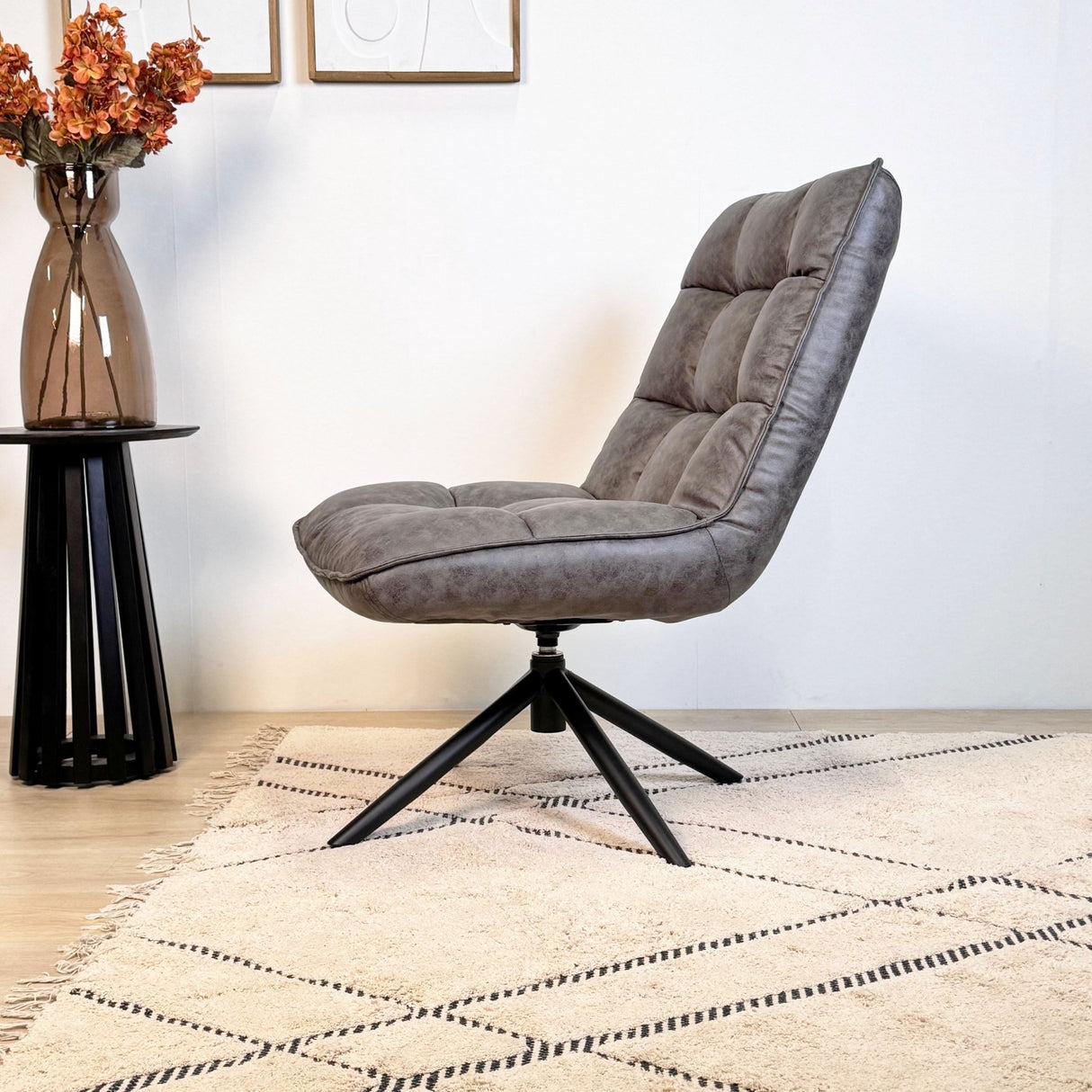 Draaifauteuil Yuki Antraciet Eco-leer 360° Draaibaar