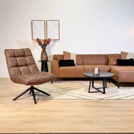 Fauteuil pivotant Yuki Cognac Écoleer 360° Pivotant 