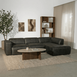 Banken-Hoekbank antraciet ecoleer - 305x169 cm - Jaylen - rechts-Dimehouse