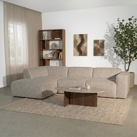 Banken-Hoekbank beige chenille bouclé - 305x169 cm - Jaylen - links-Dimehouse