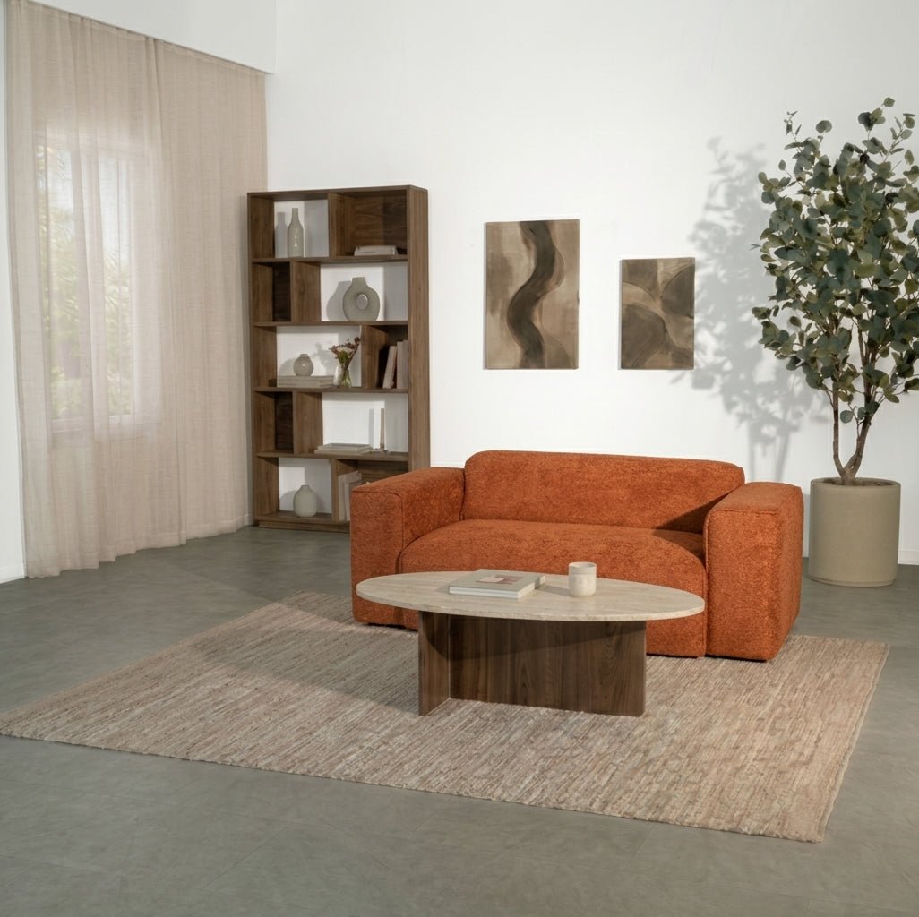 Banken-2-zits bank koper chenille bouclé - 186x98 cm - Jaylen-Dimehouse