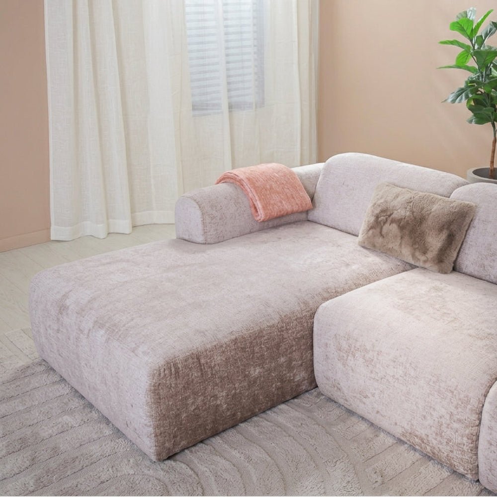 Banken-U-bank zand chenille stof - 342x165 cm - Shane-Dimehouse