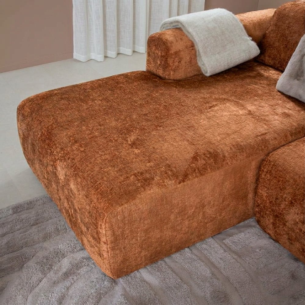 Banken-U-bank oker chenille stof - 342x165 cm - Shane-Dimehouse