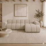 Hoekbank met lounge zand velvet structuurstof - strepen - rechts - Brix
