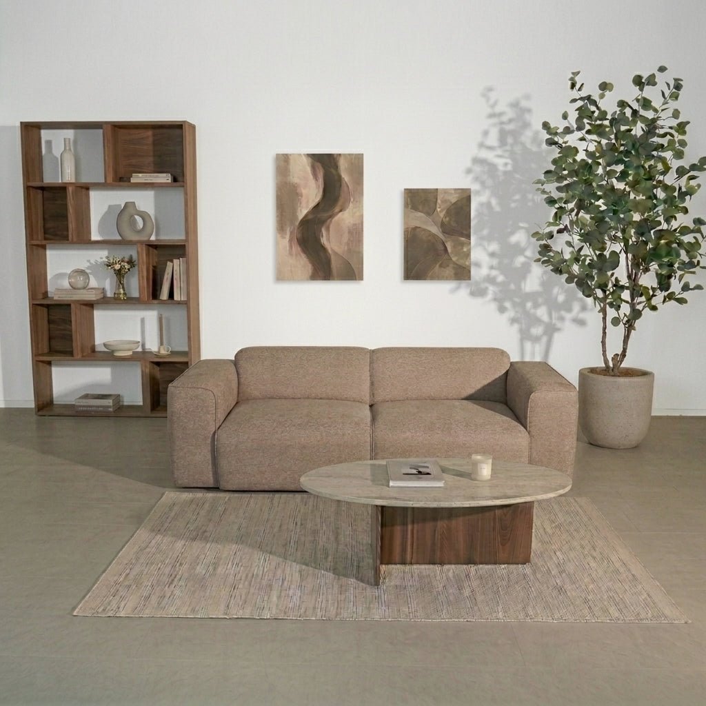 Banken-3-zits bank taupe chenille bouclé - 240x98 cm - Jaylen-Dimehouse