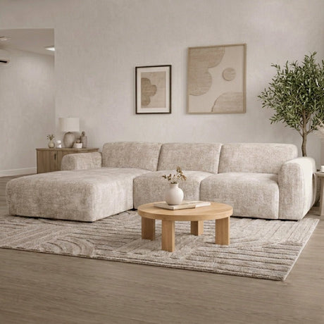 Banken-Hoekbank beige chenille stof - 292x170 cm - Shane - links-Dimehouse