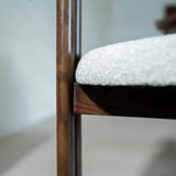 Eetkamerstoelen-Japandi Eetkamerstoel Miyo Bouclé Beige - Walnootlook Frame-Dimehouse