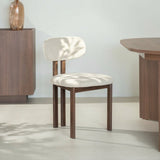 Eetkamerstoelen-Japandi Eetkamerstoel Miyo Bouclé Beige - Walnootlook Frame-Dimehouse