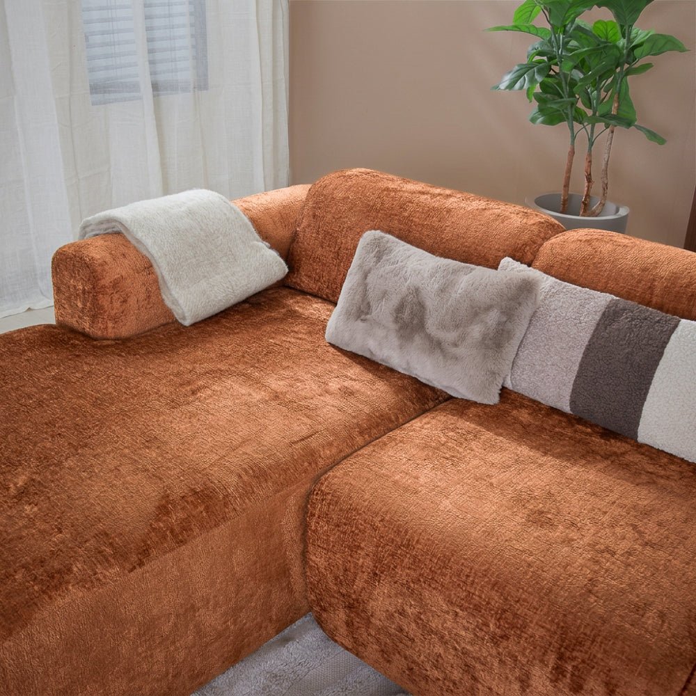 Banken-U-bank oker chenille stof - 342x165 cm - Shane-Dimehouse