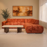 Hoekbank met lounge koper bouclé stof Nova - rechts