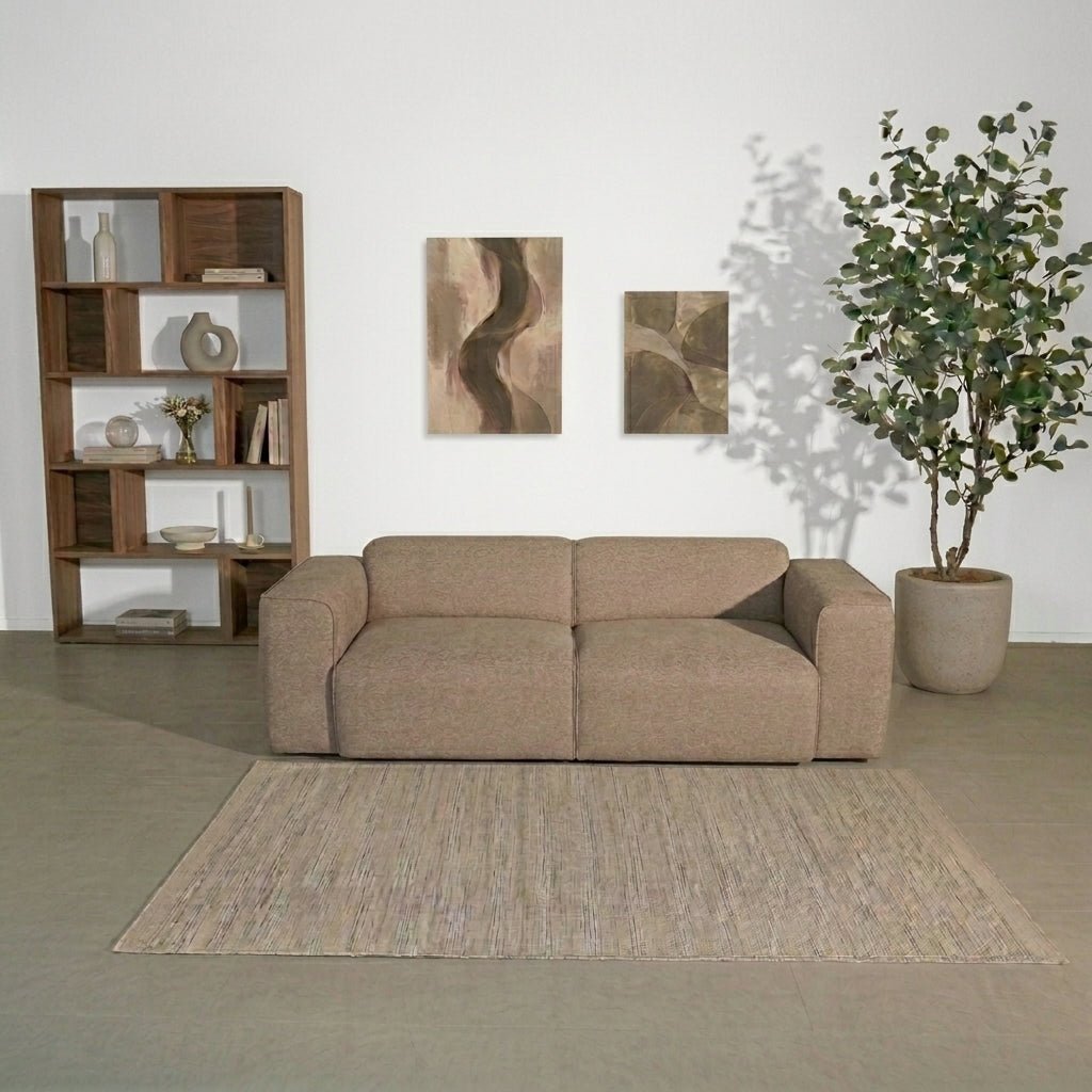 Banken-3-zits bank taupe chenille bouclé - 240x98 cm - Jaylen-Dimehouse