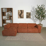 Banken-Hoekbank koper chenille bouclé - 305x169 cm - Jaylen - links-Dimehouse