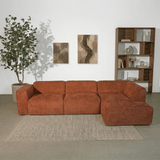 Banken-Hoekbank koper chenille bouclé - 305x169 cm - Jaylen - rechts-Dimehouse