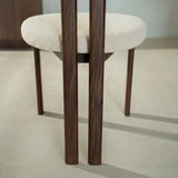 Eetkamerstoelen-Japandi Eetkamerstoel Miyo Bouclé Beige - Walnootlook Frame-Dimehouse