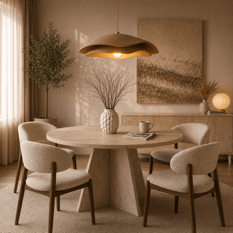 Lampe suspendue abat-jour béton carbone beige - 40 et 50 cm - Flowing