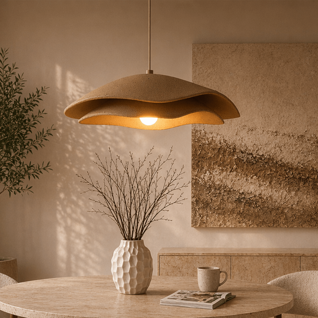 Hanglamp beige carbon betonnen kap - 40 en 50 cm - Flowing