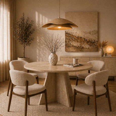 Lampe suspendue abat-jour béton carbone beige - 40 et 58 cm - Flowing