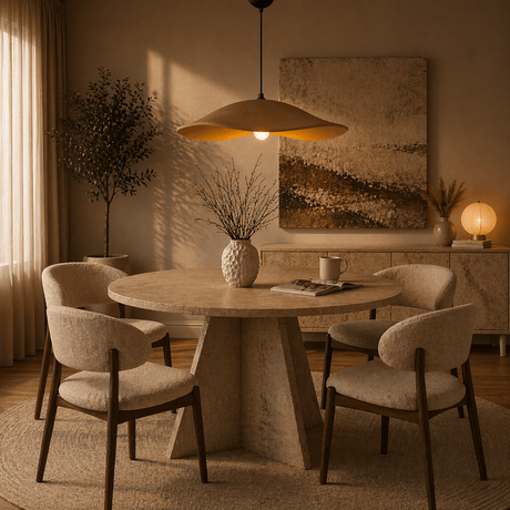 Lampe suspendue abat-jour en béton de carbone beige - 58 cm - Flowing