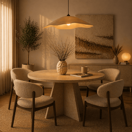 Lampe suspendue abat-jour en béton de carbone beige - 59 cm - Flowing