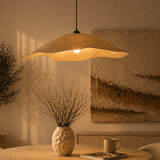 Lampe suspendue abat-jour en béton de carbone beige - 59 cm - Flowing