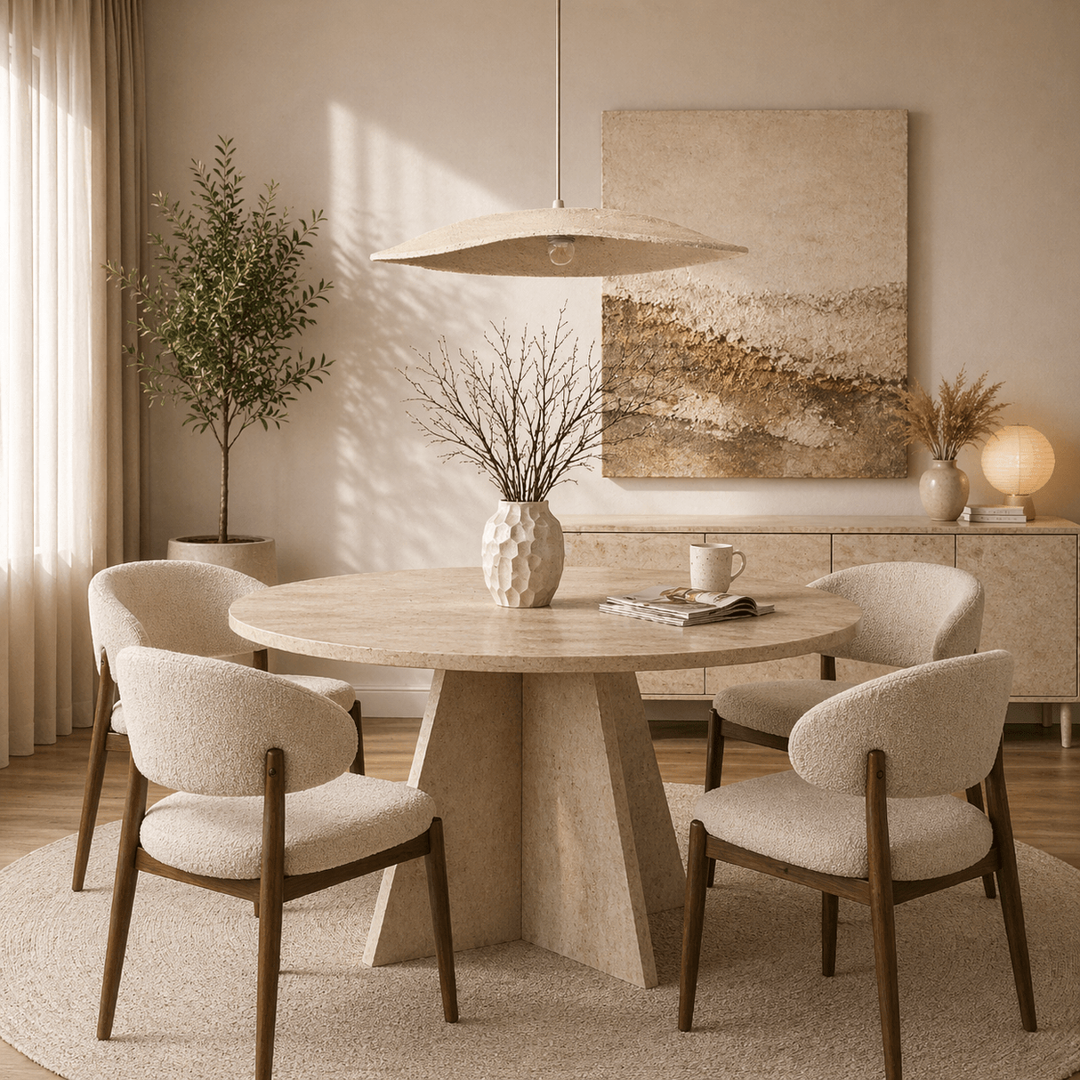 Hanglampen - Hanglamp beige carbon betonnen kap - robuust - 58 cm - Flowing - Dimehouse