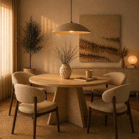 Lampe suspendue abat-jour béton carbone beige - épurée - 59 cm - Flowing