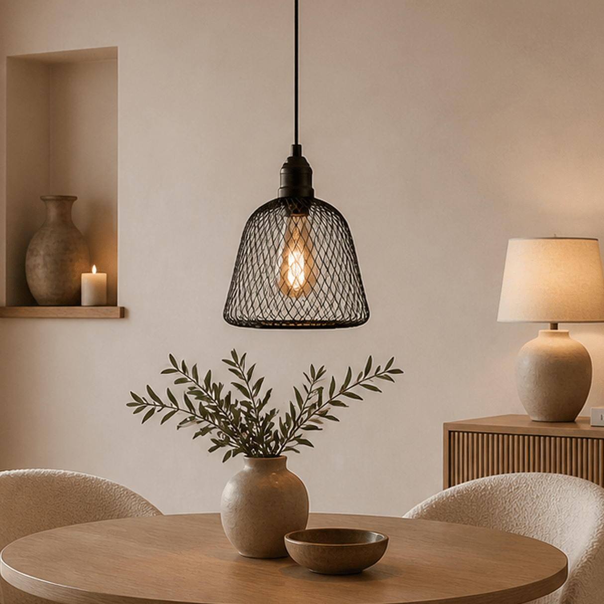 Hanglampen - Hanglamp zwart Metaal – Gaas structuur - 23 cm - 1 - lichts – Hudson - Dimehouse
