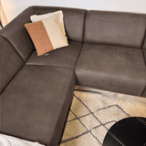 Hoekbank Barin antraciet robuust eco-leer links
