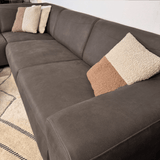 Hoekbank Barin antraciet robuust eco-leer links