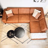Canapé d'angle Barin cognac robuste en cuir écologique à droite 