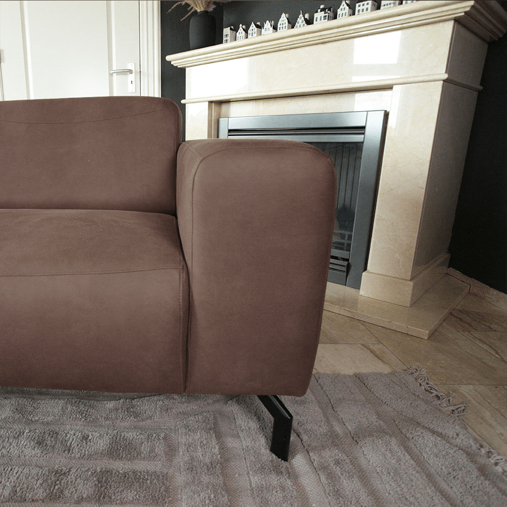 Canapé d'angle barin taupe microfibre à gauche