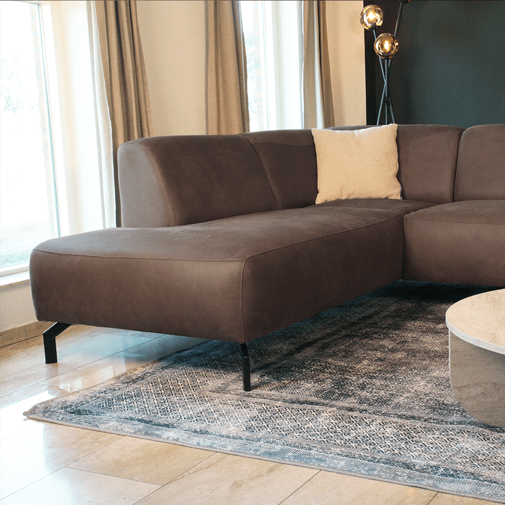 Canapé d'angle barin taupe microfibre à gauche