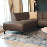 Canapé d'angle barin taupe microfibre à gauche