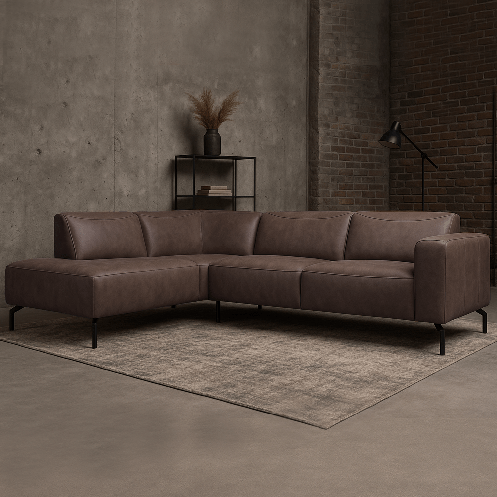 Canapé d'angle barin taupe microfibre à gauche