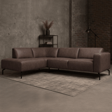 Canapé d'angle barin taupe microfibre à gauche